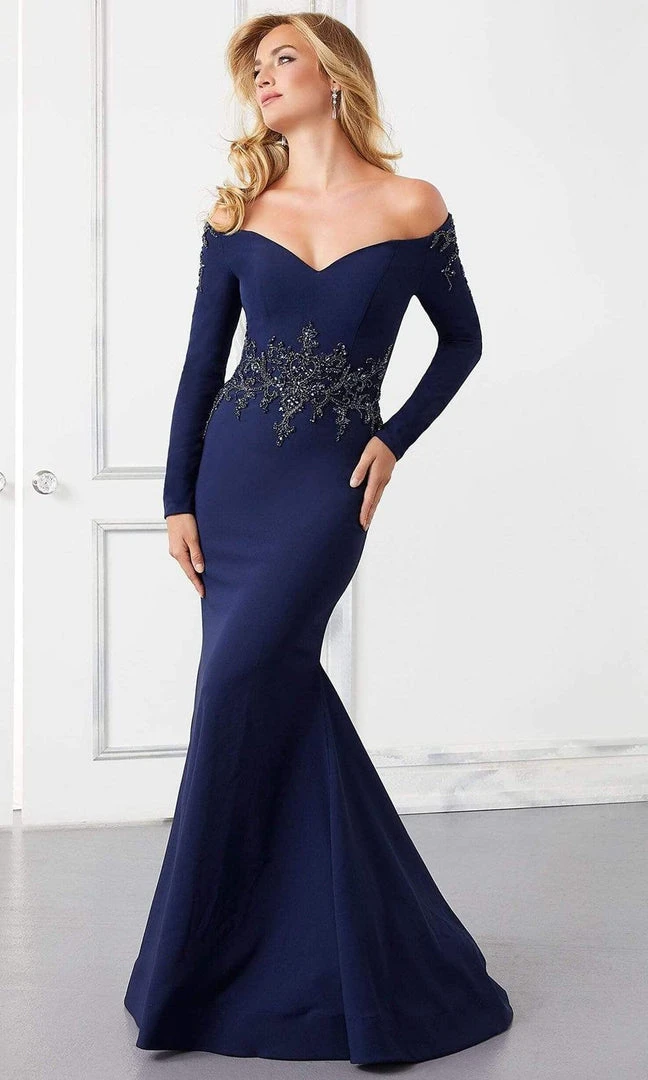 MGNY By Mori Lee Mori Lee - 72308 Off-Shoulder Long Sleeve Jewel Beaded Mermaid Gown 3 MGNY By Mori Lee Mori Lee - 72308 Off-Shoulder Long Sleeve Jewel Beaded Mermaid Gown