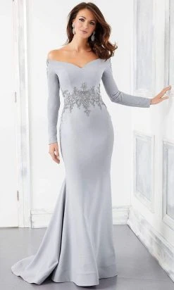 MGNY By Mori Lee Mori Lee - 72308 Off-Shoulder Long Sleeve Jewel Beaded Mermaid Gown 9 MGNY By Mori Lee Mori Lee - 72308 Off-Shoulder Long Sleeve Jewel Beaded Mermaid Gown