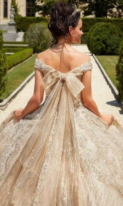 Mori Lee - 89302 Off Shoulder Rhinestone Beaded Glitter Net Ballgown