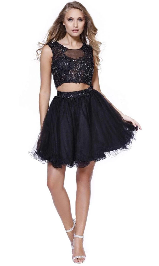 Nox Anabel - Beaded Applique Two-Piece Tulle Dress 6057 - 1 Pc Black In Size S Available 3 Nox Anabel - Beaded Applique Two-Piece Tulle Dress 6057 - 1 Pc Black In Size S Available