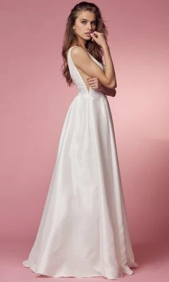 Nox Anabel Bridal E156W - Deep V-Neck Bridal Dress 9 Nox Anabel Bridal E156W - Deep V-Neck Bridal Dress