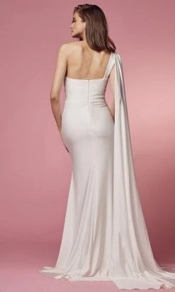 Nox Anabel Bridal E475W - Cascading Drape Bridal Dress
