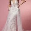 Nox Anabel Bridal F485W - Lace Overskirt Bridal Dress