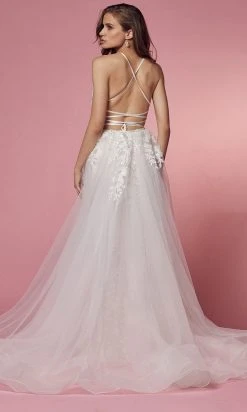 Nox Anabel Bridal F485W - Lace Overskirt Bridal Dress