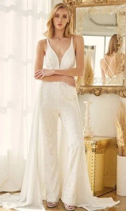 Nox Anabel Bridal JE926 - V-Neck Bridal Jumpsuit