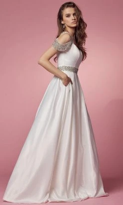 Nox Anabel Bridal R224W - Cold Shoulder Bridal Gown
