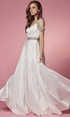 Nox Anabel Bridal R224W - Cold Shoulder Bridal Gown