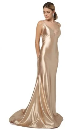 Nox Anabel - C227 Plunging V-neck Trumpet Dress With Open Back 12 Nox Anabel - C227 Plunging V-neck Trumpet Dress With Open Back