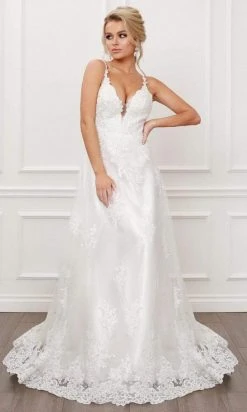 Nox Anabel - C461 Lace Applique Long A-Line Wedding Gown