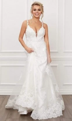Nox Anabel - C461 Lace Applique Long A-Line Wedding Gown