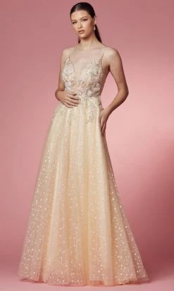 Nox Anabel E1002 - Sheer Embroidered Evening Gown