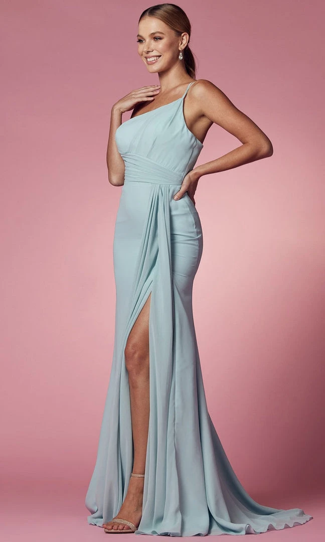 Nox Anabel E1005 - Ruche-Detailed Sheath Prom Dress 13 Nox Anabel E1005 - Ruche-Detailed Sheath Prom Dress