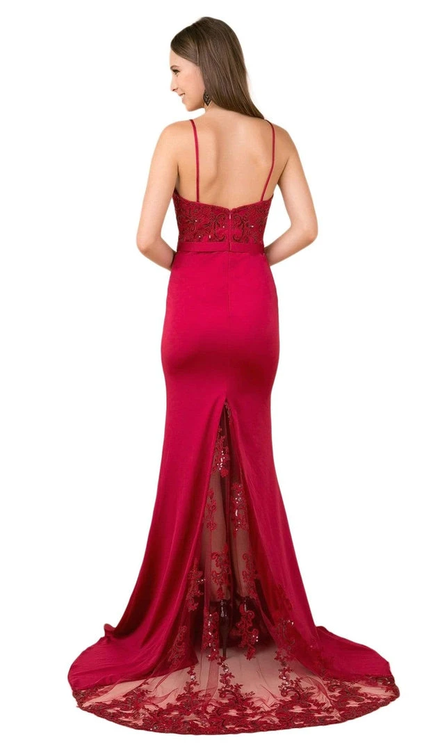 Nox Anabel - E276 Sequined Lace Illusion Paneled Long Gown 4 Nox Anabel - E276 Sequined Lace Illusion Paneled Long Gown