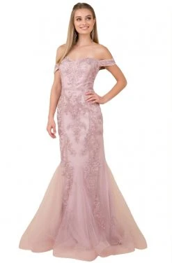 Nox Anabel - H294 Beaded Off Shoulder Mermaid Gown