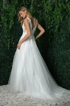 Nox Anabel JR930P - Sleeveless Plunging V-neck Wedding Gown