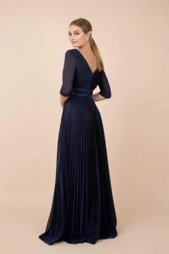 Nox Anabel - M530 Deep V-neck Pleated A-line Dress