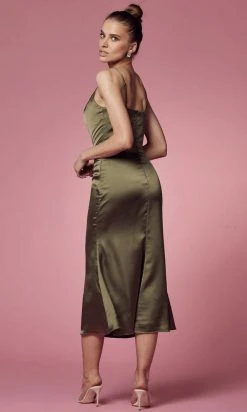 Nox Anabel R1027 - Tea Length Cowl Cocktail Dress