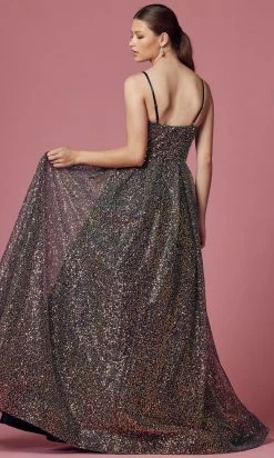 Nox Anabel R1030 - V-Neck Sequin Evening Gown