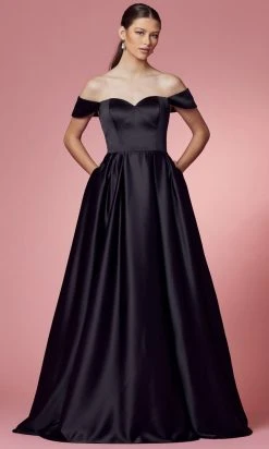 Nox Anabel R1032 - Off Shoulder A-Line Prom Dress