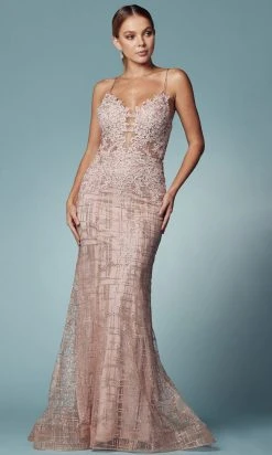 Nox Anabel R282-1 - Lace Applique Mermaid Prom Dress