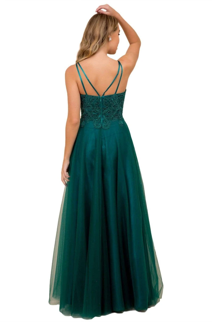 Nox Anabel - R357 Plunging Embroidered Lace Bodice Gown 12 Nox Anabel - R357 Plunging Embroidered Lace Bodice Gown