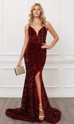 Nox Anabel - R433 Sequined Cut Out Back Long Dress