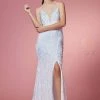 Nox Anabel R433W - Sleeveless Plunging V-neck Long Dress