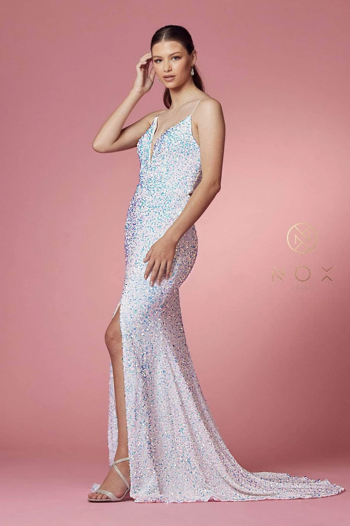 Nox Anabel R433W - Sleeveless Plunging V-neck Long Dress 5 Nox Anabel R433W - Sleeveless Plunging V-neck Long Dress