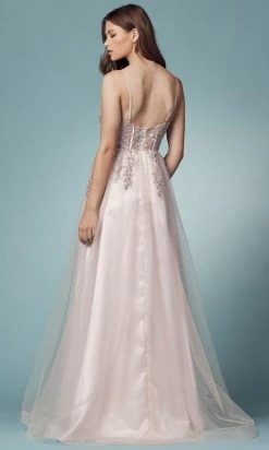 Nox Anabel S1015 - V-Neck Corset Evening Gown