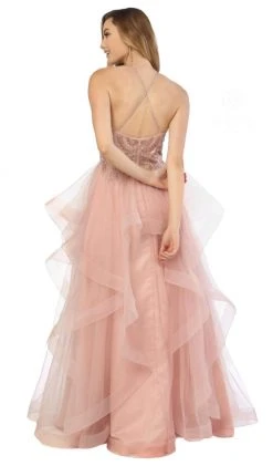 Nox Anabel - S266 Embellished Halter Ruffled A-line Dress