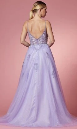 Nox Anabel T1012 - V-Neck Embellished Prom Gown