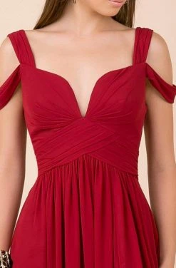 Nox Anabel - Y277P Cold Shoulder V Neckline A-Line High Slit Gown 11 Nox Anabel - Y277P Cold Shoulder V Neckline A-Line High Slit Gown