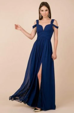 Nox Anabel - Y277P Cold Shoulder V Neckline A-Line High Slit Gown 12 Nox Anabel - Y277P Cold Shoulder V Neckline A-Line High Slit Gown