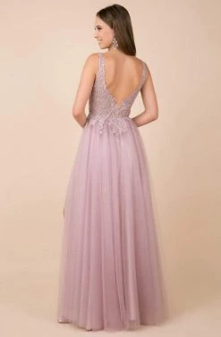 Nox Anabel - Y300 Embroidered Deep V-neck A-line Gown 6 Nox Anabel - Y300 Embroidered Deep V-neck A-line Gown