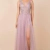 Nox Anabel - Y300 Embroidered Deep V-neck A-line Gown 2 Nox Anabel - Y300 Embroidered Deep V-neck A-line Gown