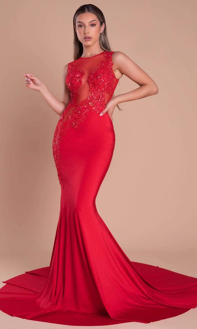 Portia And Scarlett - PS21108 Illusion Fitted Bodice Mermaid Gown 6 Portia And Scarlett - PS21108 Illusion Fitted Bodice Mermaid Gown