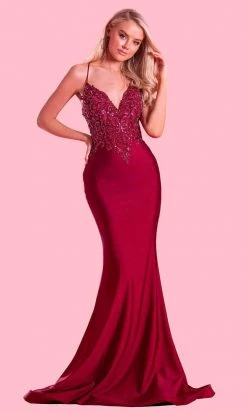 Portia And Scarlett - PS21116 Embellished V Neck Mermaid Dress