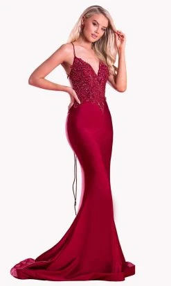 Portia And Scarlett - PS21116 Embellished V Neck Mermaid Dress