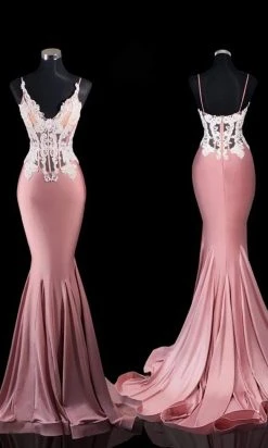 Portia And Scarlett - PS21175 Illusion Appliqued Bodice Mermaid Gown