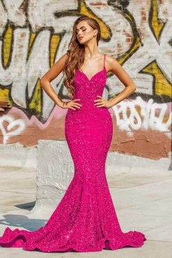 Portia And Scarlett - PS21207 Spaghetti Strap Sequin Mermaid Gown