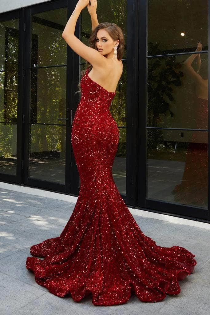 Portia And Scarlett - PS21208 Strapless Velvet Sequin Gown 4 Portia And Scarlett - PS21208 Strapless Velvet Sequin Gown