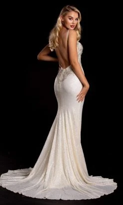 Portia And Scarlett - PS21237 Beaded Backless High Slit Gown 10 Portia And Scarlett - PS21237 Beaded Backless High Slit Gown