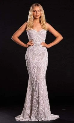 Portia And Scarlett - PS21502C Embellished V Neck Trumpet Dress