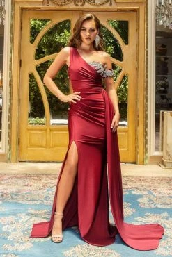Portia And Scarlett - PS22222 Asymmetrical Sheath Evening Dress 22 Portia And Scarlett - PS22222 Asymmetrical Sheath Evening Dress