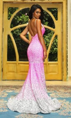 Portia And Scarlett - Ps22345 Surplice V-Neck Ombre Mermaid Dress