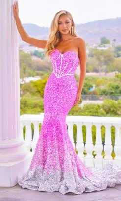 Portia And Scarlett - Ps22346 Strapless Ombre Sequin Gown 8 Portia And Scarlett - Ps22346 Strapless Ombre Sequin Gown