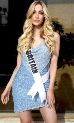 Portia And Scarlett PS22484C - Overlaid Neck Cocktail Dress