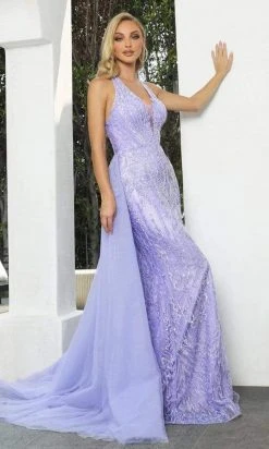 Portia And Scarlett - Ps22926 Halter V Neck Beaded Prom Gown 8 Portia And Scarlett - Ps22926 Halter V Neck Beaded Prom Gown