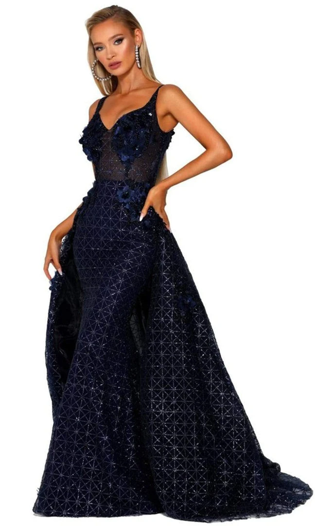 Portia And Scarlett - PS6008S Glitter Mermaid Gown With Overskirt 3 Portia And Scarlett - PS6008S Glitter Mermaid Gown With Overskirt