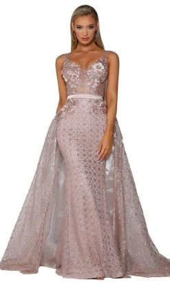 Portia And Scarlett - PS6008S Glitter Mermaid Gown With Overskirt 11 Portia And Scarlett - PS6008S Glitter Mermaid Gown With Overskirt